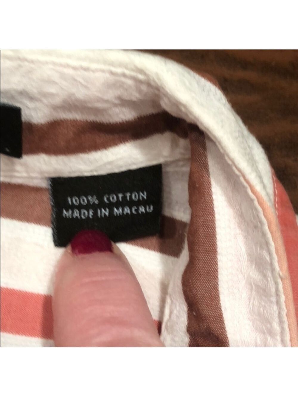 PERRY ELLIS Button-Down Striped Top Size 6 - Picture 7 of 8